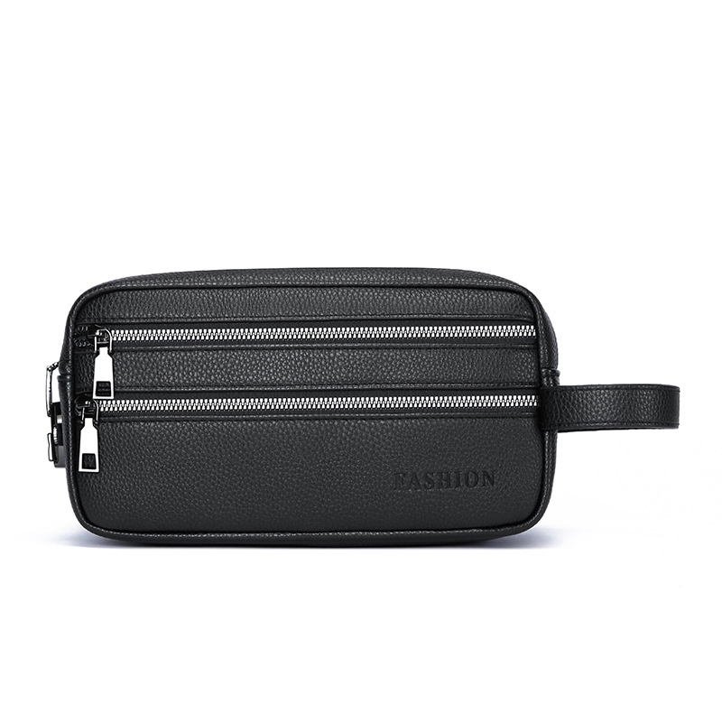 Travel Accessories Box - ヴィンテージメンズハンドクラッチバッグ 多層ジッパーコンパートメント付きリストポーチ 旅行・ビジネス・日常アクセサリー用オーガナイザーバッグ