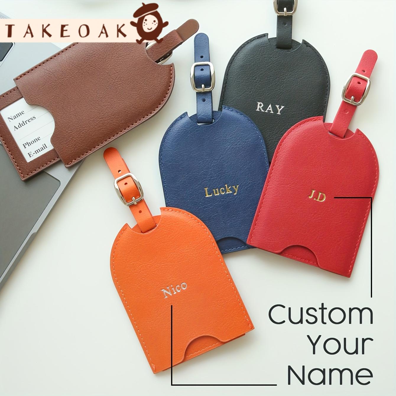 Travel Accessories Present - カスタム名入り金銀箔押しPUレザーラゲッジタグ調整可能なバックルストラップ付き旅行スーツケース識別用紛失防止ラベル