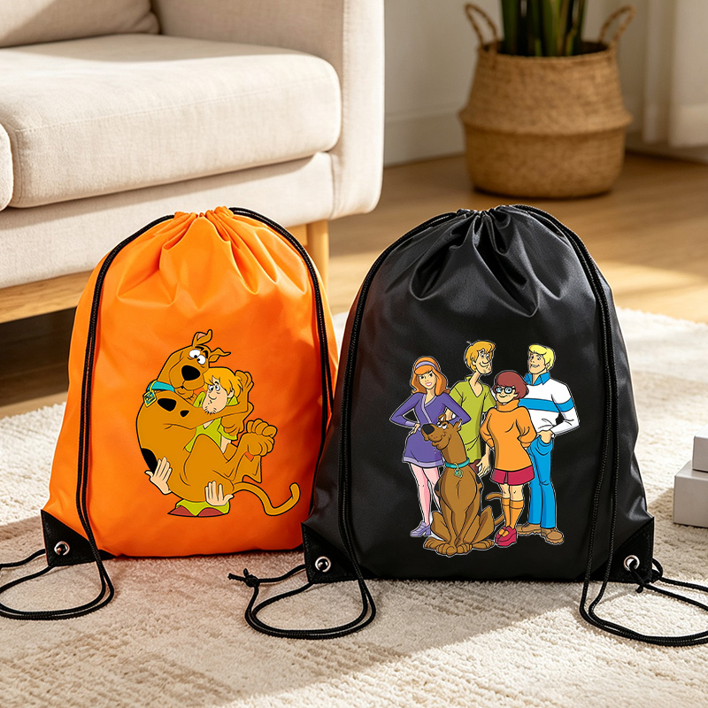 Travel Accessories Cute - スクービードゥー巾着収納袋クールな漫画犬ポケットバックパックポリエステルかわいいアニメプリント軽量トラベルオーガナイザーバッグ