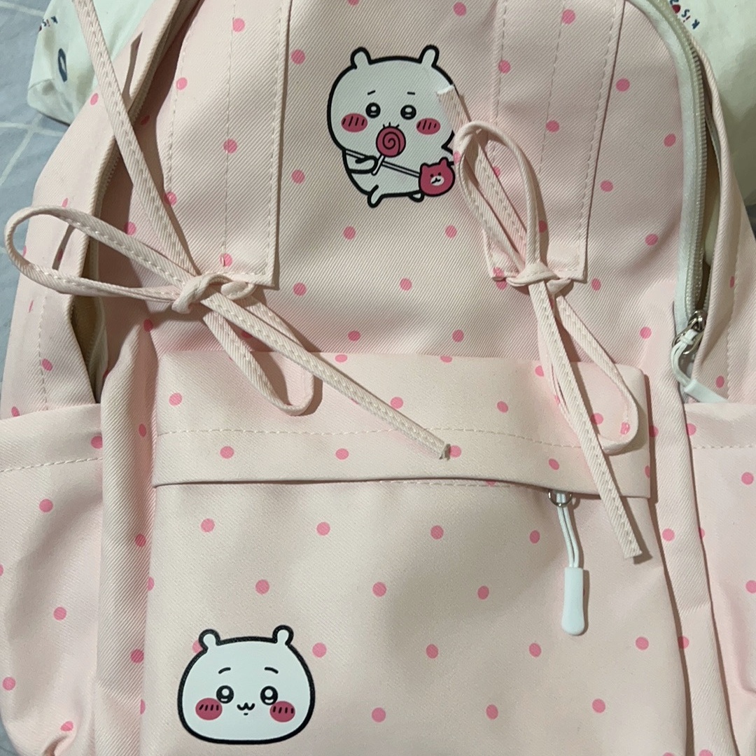 チイカワ ピンクのリボン付き波模様ショルダーバッグ 大容量ス - Travel Accessories Pink のレビューと価格