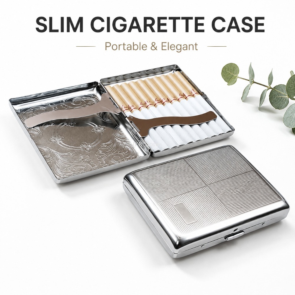 ステンレス製タバコケース エンボス加工 ポータブルメタルケー - Travel Accessories Box のレビューと価格