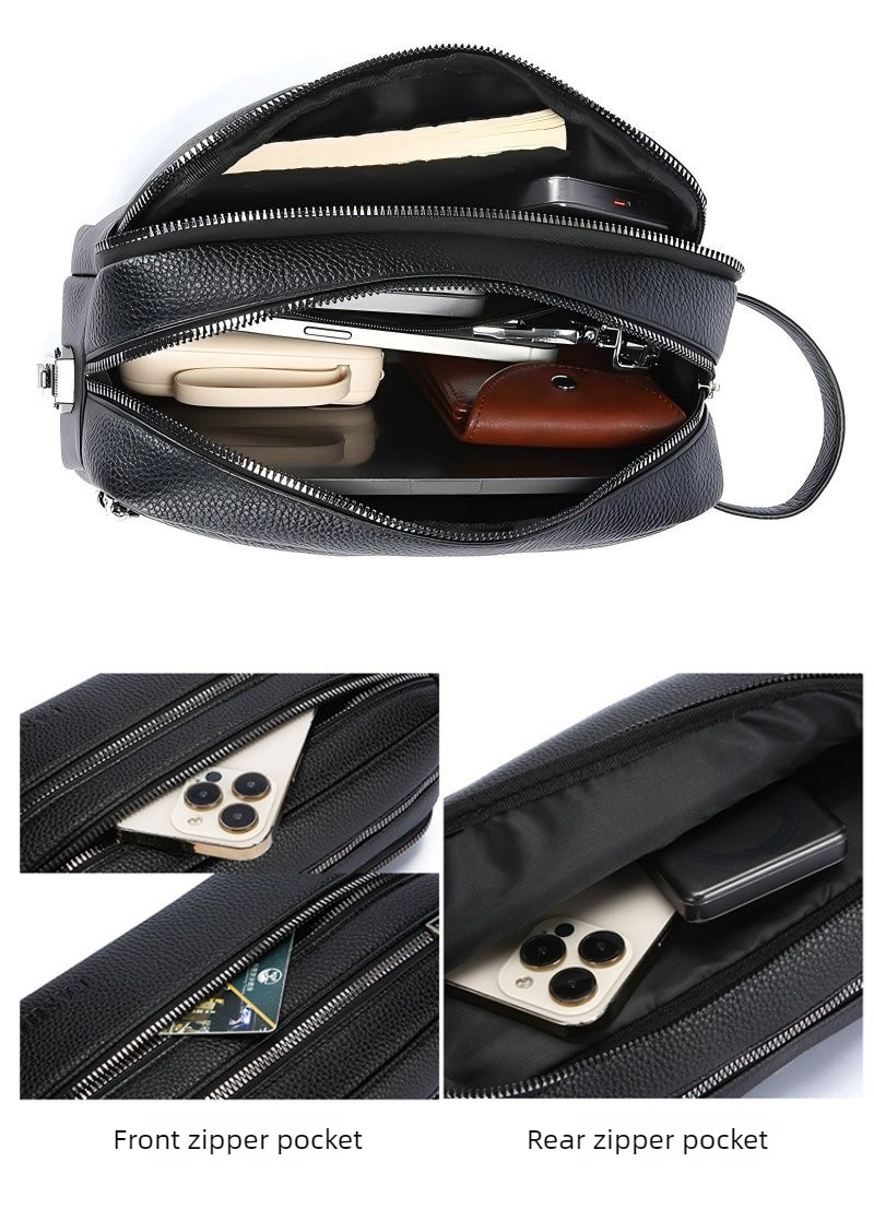 ヴィンテージメンズハンドクラッチバッグ 多層ジッパーコンパー - Travel Accessories Box のレビューと価格