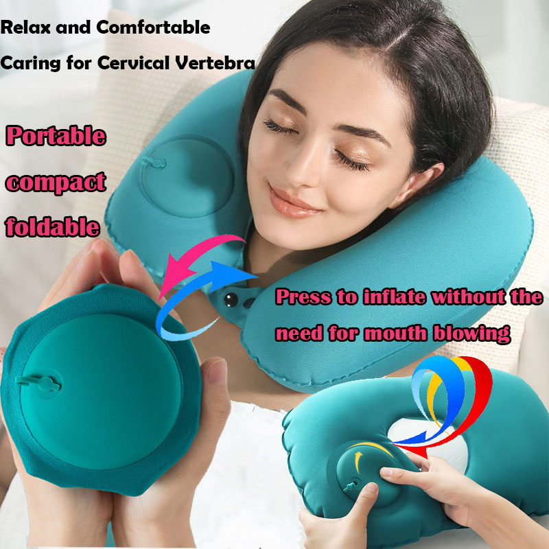 携帯用フロッキング加工インフレータブルネックピロー、収納可能 - Travel Pillow Inflatable のレビューと価格