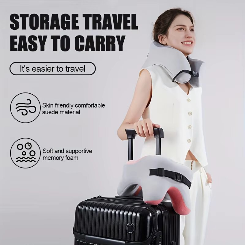 メモリーフォームU字型ネックピロー 旅行用飛行機睡眠枕 ソフ - Travel Pillow Inflatable のレビューと価格