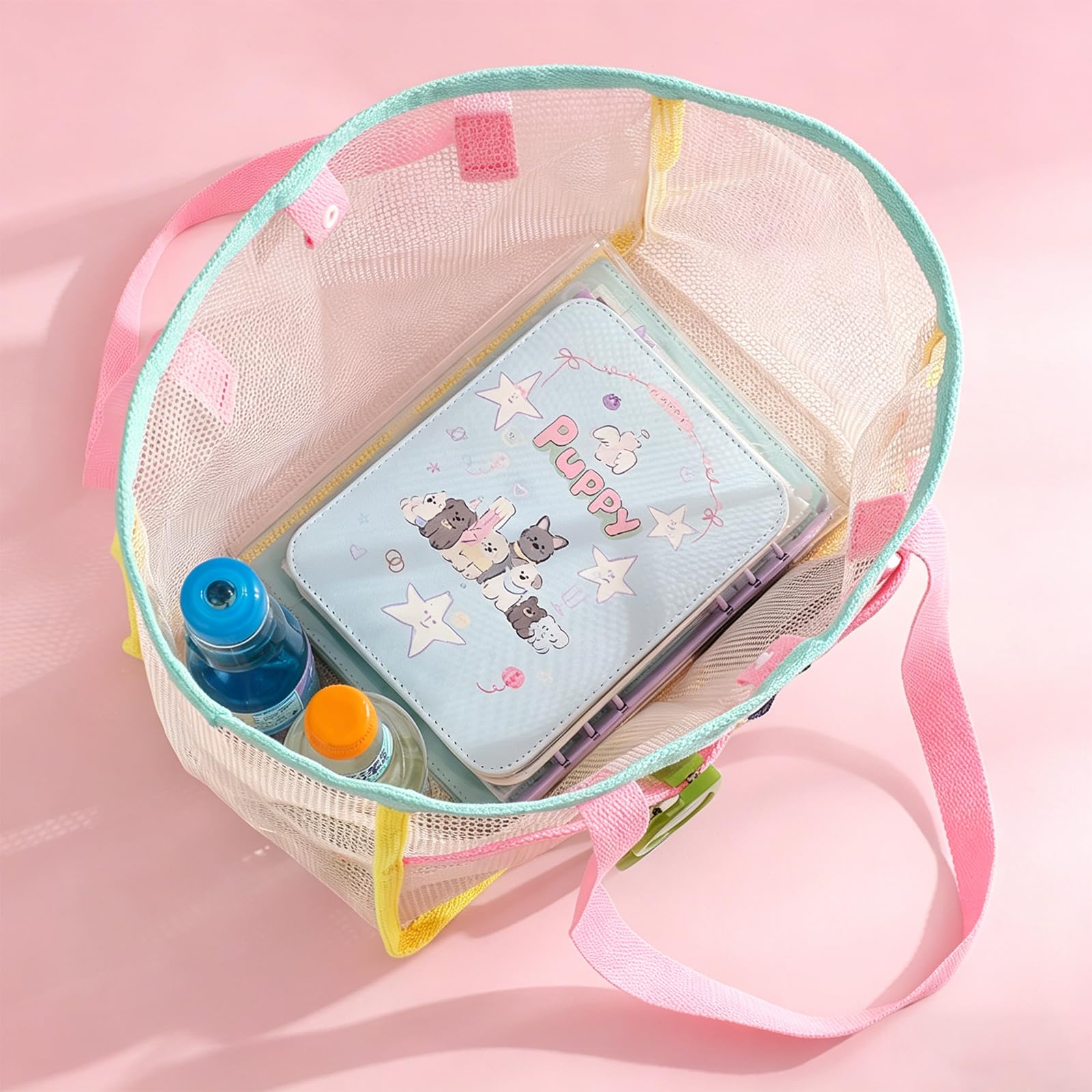 女性用ビーチバッグ カラフルな折りたたみ式ネットサンドトート - Travel Accessories Deals のレビューと価格