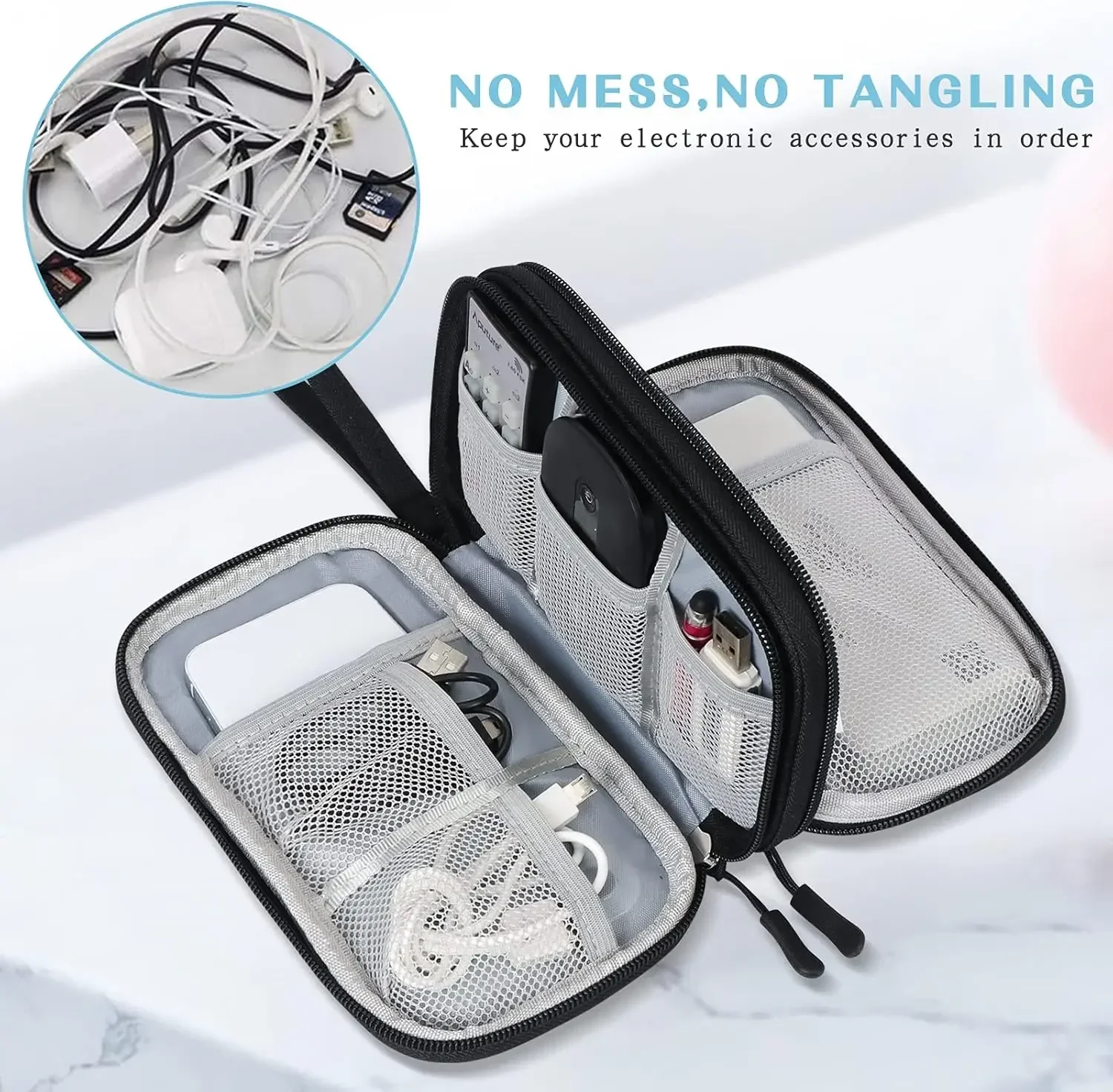 トラベルケーブルバッグ ポータブルデジタル収納ポーチ 充電器 - Travel Accessories Box のレビューと価格