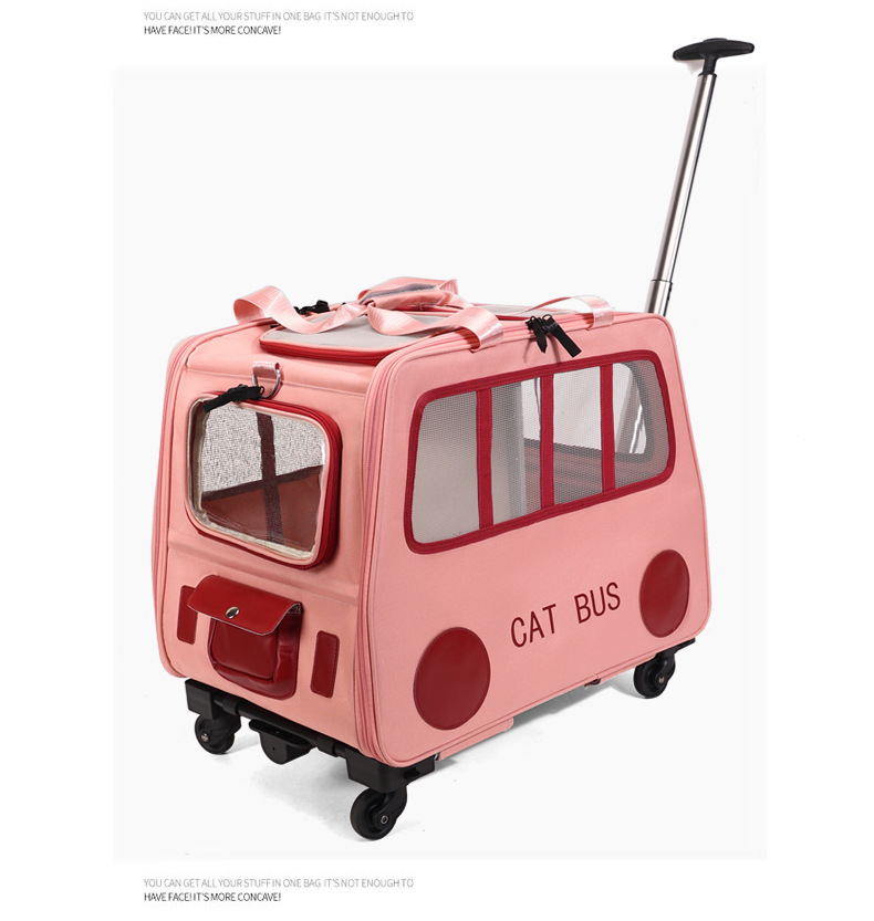 多機能ペット用トラベルトロリーケース ポータブル猫/犬用キャ - Travel Accessories Pink のレビューと価格