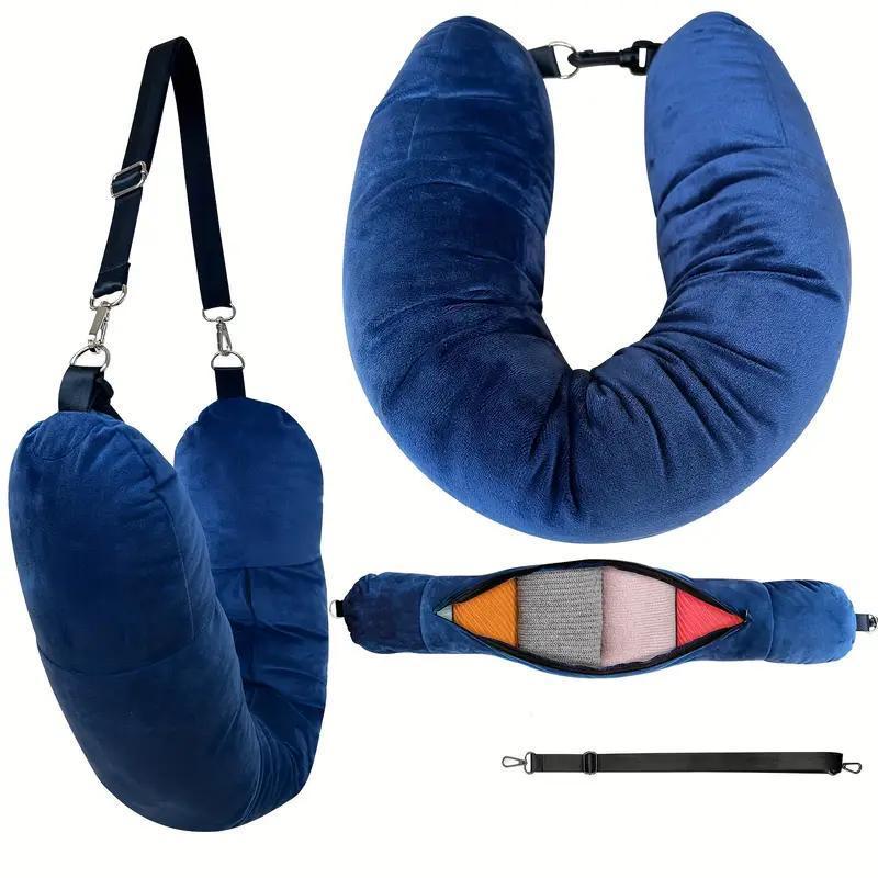 飛行機旅行用トラベルネックピロー、詰め物可能な衣類収納バッグ - Travel Pillow Inflatable のレビューと価格