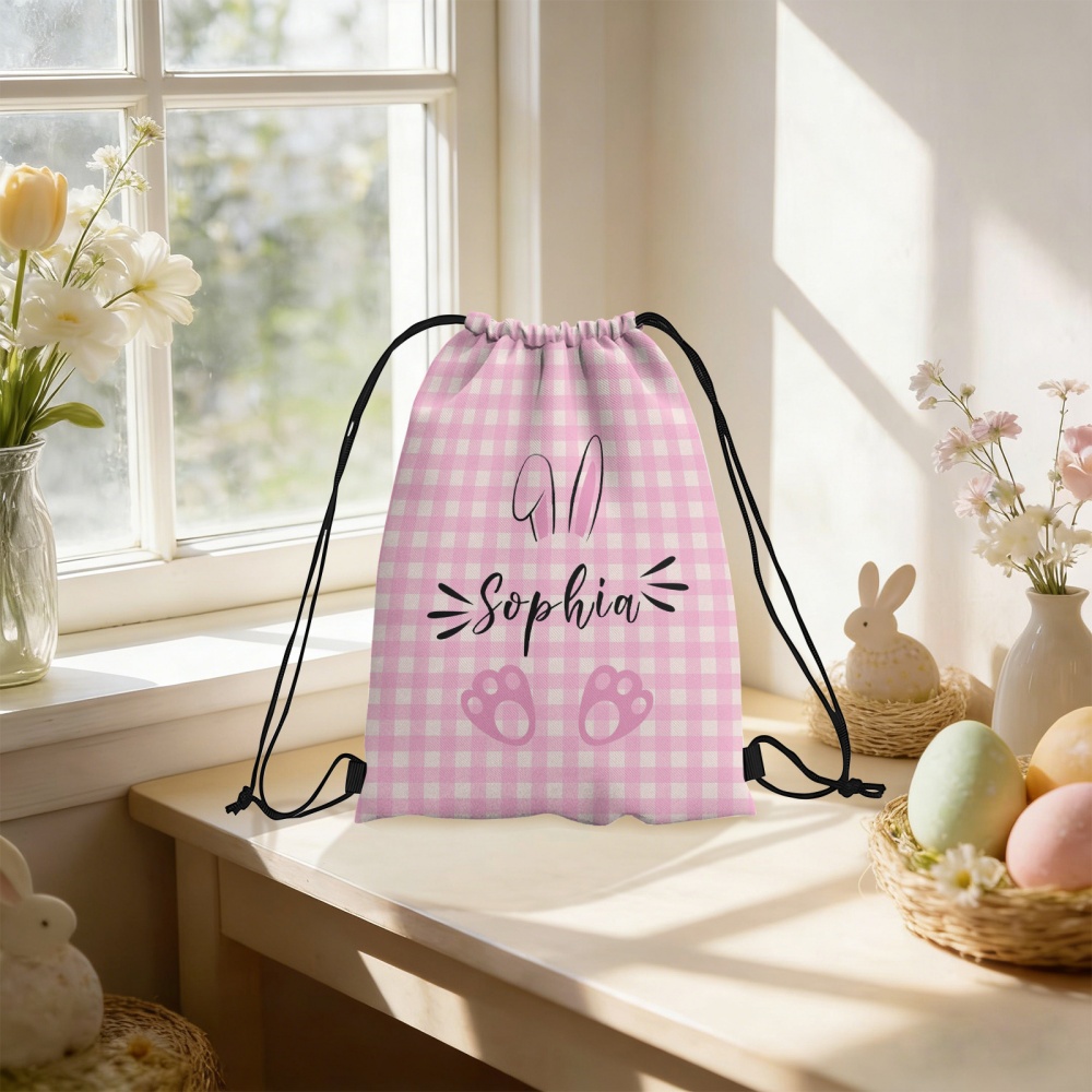 パーソナライズされたイースターバニー巾着バックパック、カスタ - Travel Accessories Pink のレビューと価格