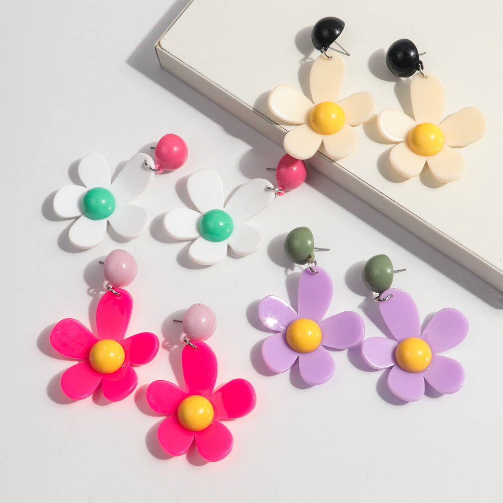女性のための韓国のカラフルなアクリルフラワーイヤリング,自由 - Travel Accessories Dropshipping のレビューと価格