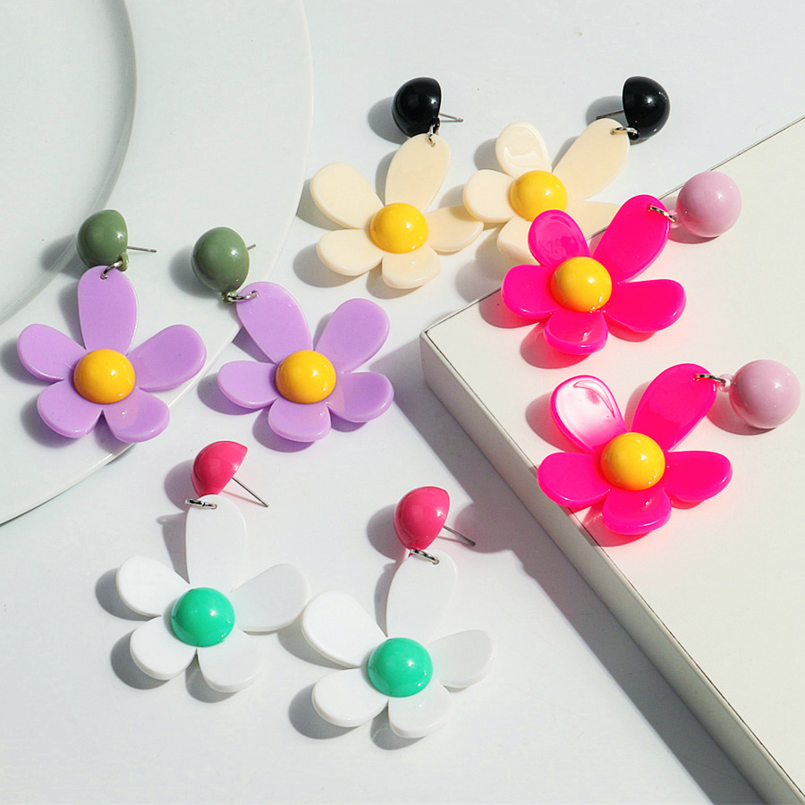 女性のための韓国のカラフルなアクリルフラワーイヤリング,自由 - Travel Accessories Dropshipping のレビューと価格