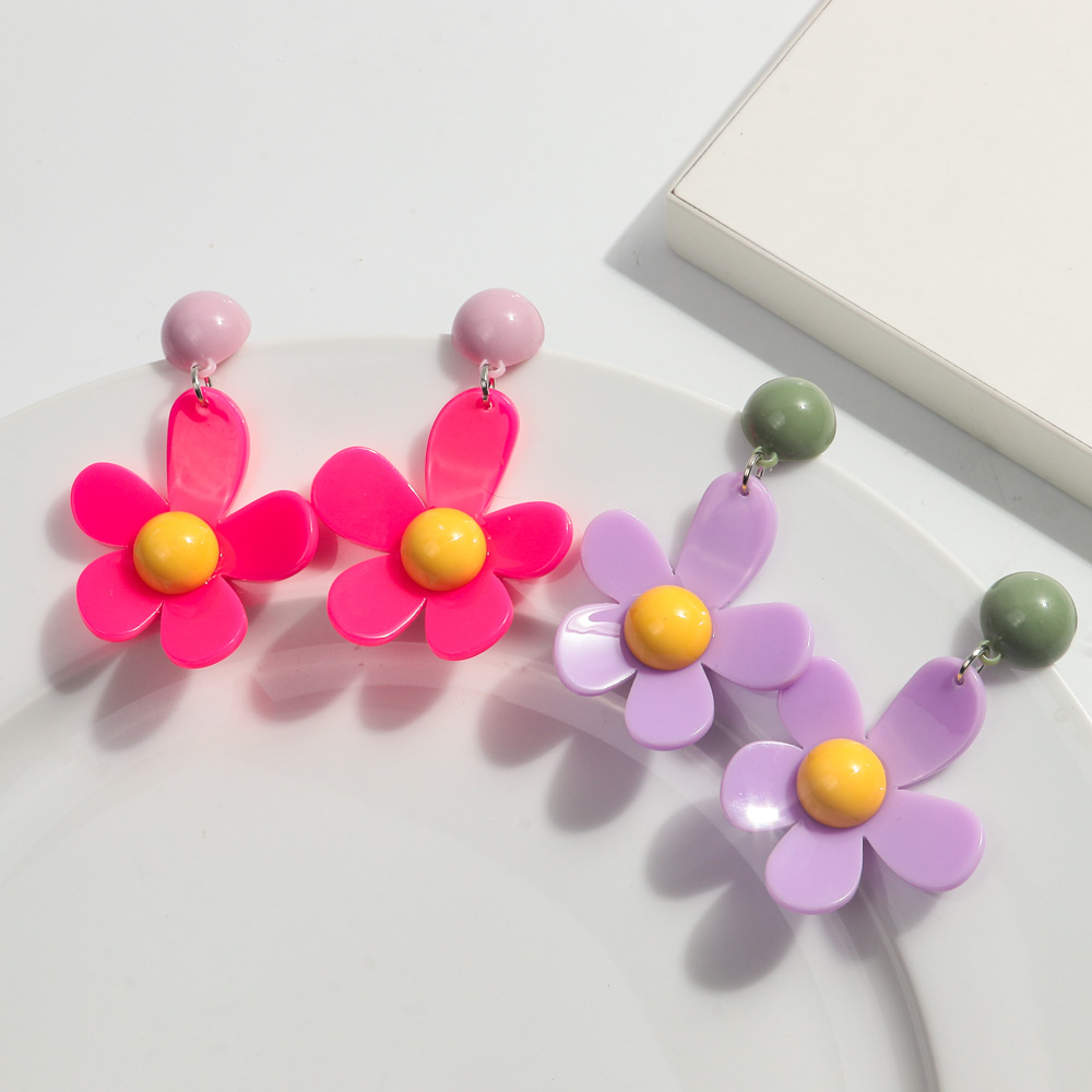 女性のための韓国のカラフルなアクリルフラワーイヤリング,自由 - Travel Accessories Dropshipping のレビューと価格